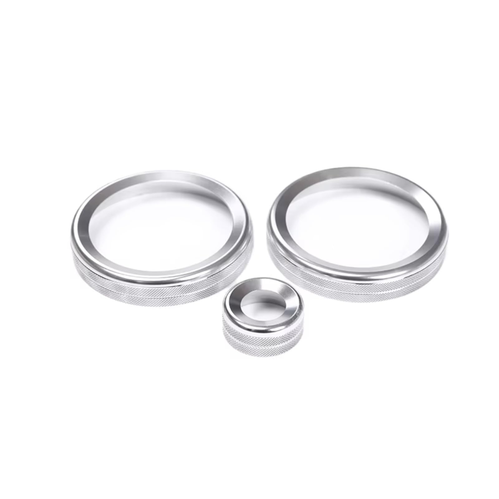 Gicoxd Brilliant Silver Car Trim Sticker For Range For Rover For Velar 2017-2023 For Rr For Evoque 2019-2022 Car Central Air Conditioning Volume Knobs Ring Trim(Brilliant Silver)