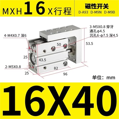 Vérin pneumatique MXH20-10 compact double effet pour machine - 3