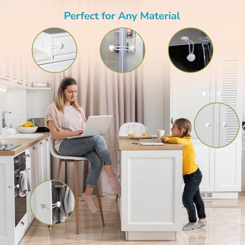 Image of R for Rabbit Protector Plus Cabinet Locker Straps for Kids | Refrigerator Door & Cupboard Lock | Child Safety Proofing Drawer Locks (2 Units)