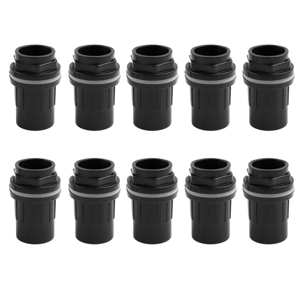 Water Tube Elbow 10PCS Thicken PVC Pipe Connectors for Drain, 20-50mm Fish Tank Garden Irrigation Aquarium Inlet Outlet Joints(Black,50mm)