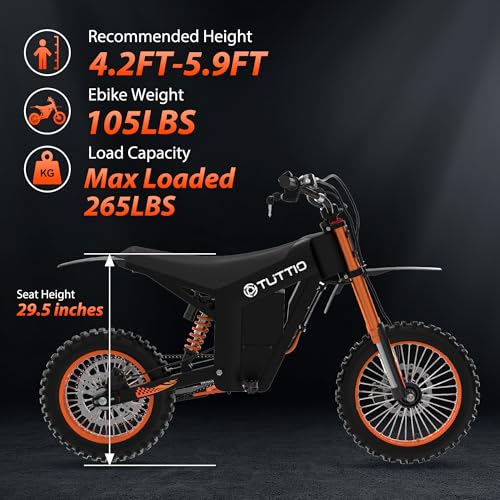 Soleil01 Electric-Dirt-Bike for Teens Adults, 14"/12" Fat Tire 2000W Electric-Motorcycle with 48V 21AH Battery Ebike 37MPH Hydraulic Brakes Mountain Off-Road EBike Fit Age 13+