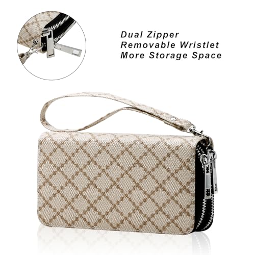 Image of Cellphone Wallet for Women Dual Zipper Long Purse with Removable Wristlet