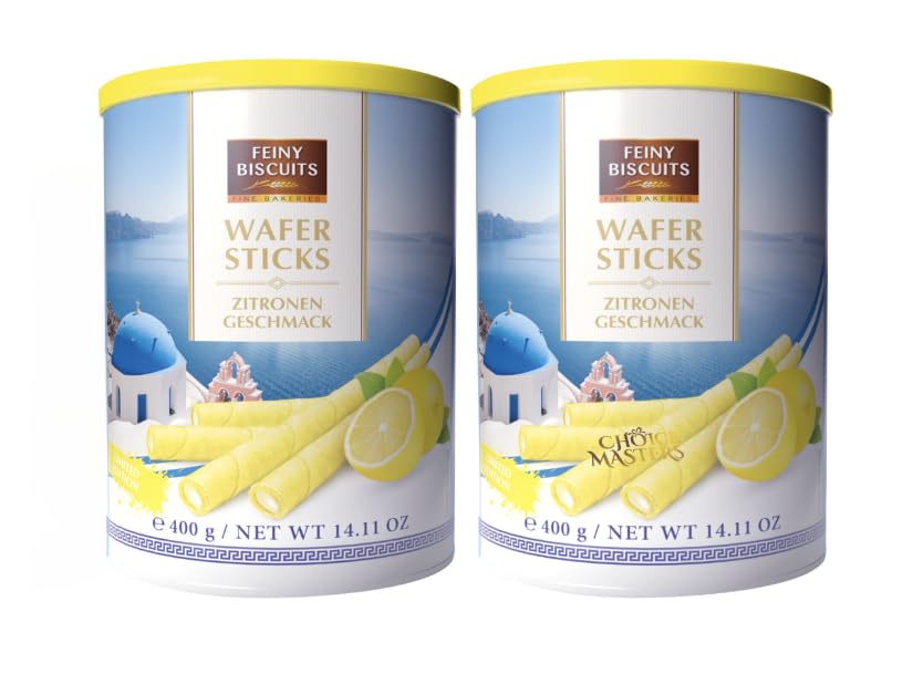 2 Pack Wafer Rolls - Lemon-Filled Wafer Rolls - Wafer Rolls Filled with Luscious Lemon cream Decadent Treat Gift for Any Occasion, 2 X 400g Tin