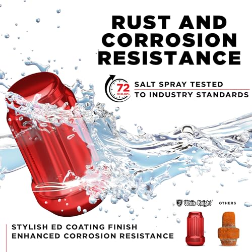 Image of White Knight 3804RDT-20AM 1 /2 inch-20 Red 6 Spline Lug Nut with Key, 20 Pack (for AFTERMARKET Wheels with Smaller 0.80 inch Diameter Seating)