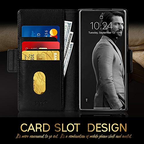 Fyy Case For Samsung Galaxy Note 20 Ultra 6.9", Luxury [Cowhide Genuine Leather][Rfid Blocking] Wallet Case, Flip Folio Case With Kickstand Function And Card Slots For Galaxy Note 20 Ultra 6.9" Black #TOP3