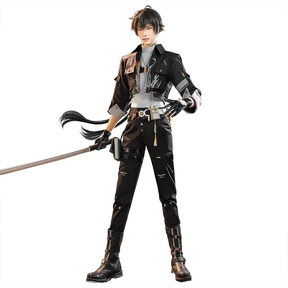 Photo 1 of KIRA KIRA Rover Male Cosplay Cotume Doki-SR Game Wuthering Waves Rover Male Cosplay Halloween Costume (Black, M)