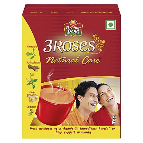 Image of RED LABEL Brooke Bond 3 Roses Natural Care Tea, with 5 Ayurvedic Ingredients, 100 g