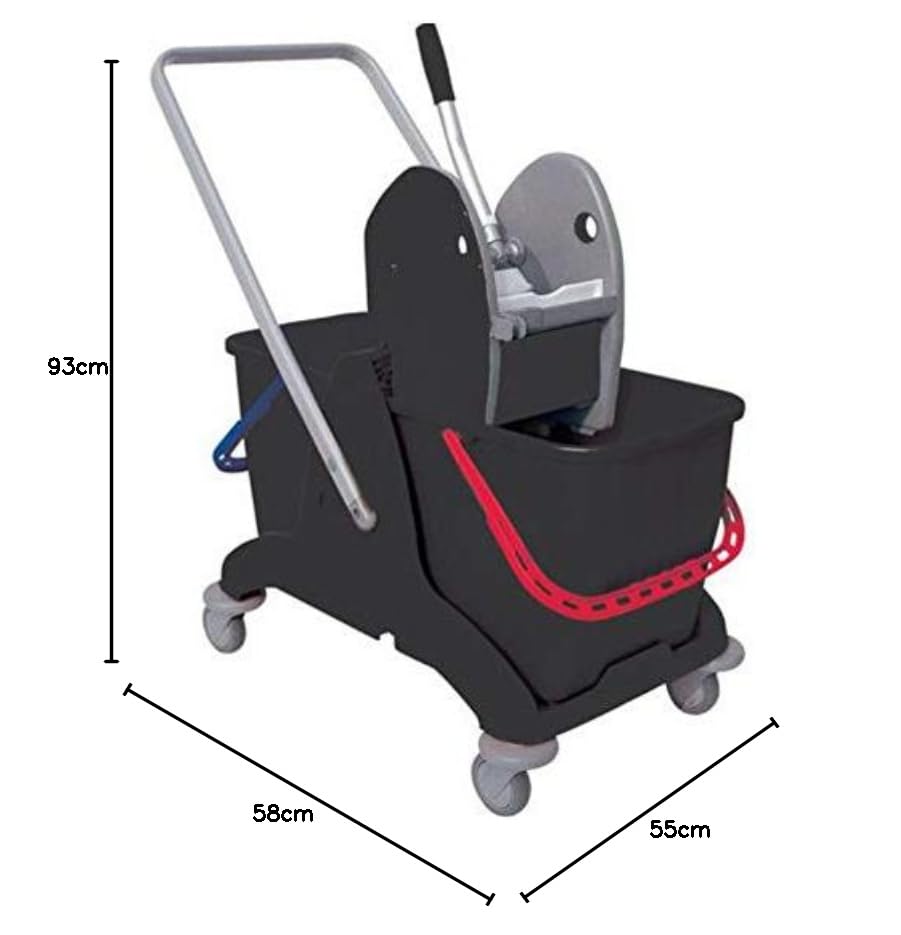 Secchio Doppia Vasca 15L Blu Con Strizzatore - In Polipropilene, Per Pulizie - Foto 3