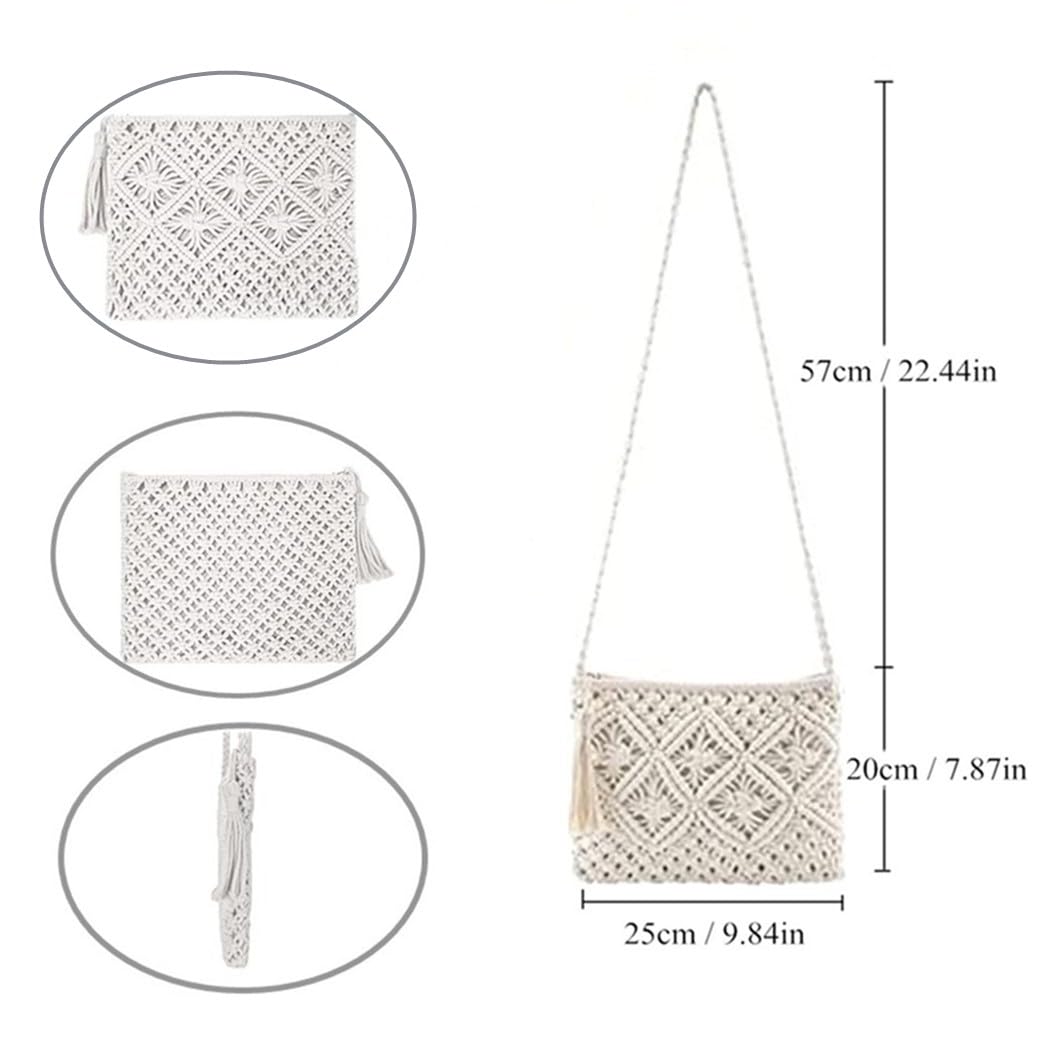 Bolso Bandolera Pequeño de Algodón para Mujer Macramé Hecho a Mano