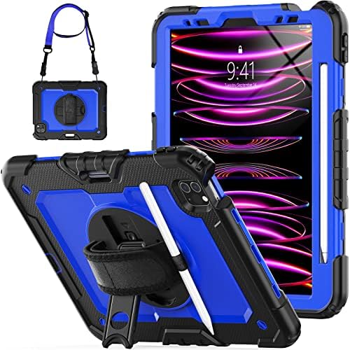 Case For IPad Pro 11 Inch Case 2022/2021: IPad Pro 11 Case 4th Generation, Military Grade Heavy Duty Shockproof Rotating Stand Hand/Shoulder Strap For IPad Pro 11 2021 3rd Gen Case, Blue - View #6