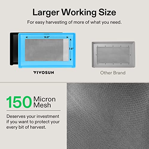 Image of VIVOSUN Heavy Duty 2-in-1 Trimming Tray, Dry Sift Screen Set with 150 Micron Fine Mesh Screen and 2 Trimming Scissors, Blue