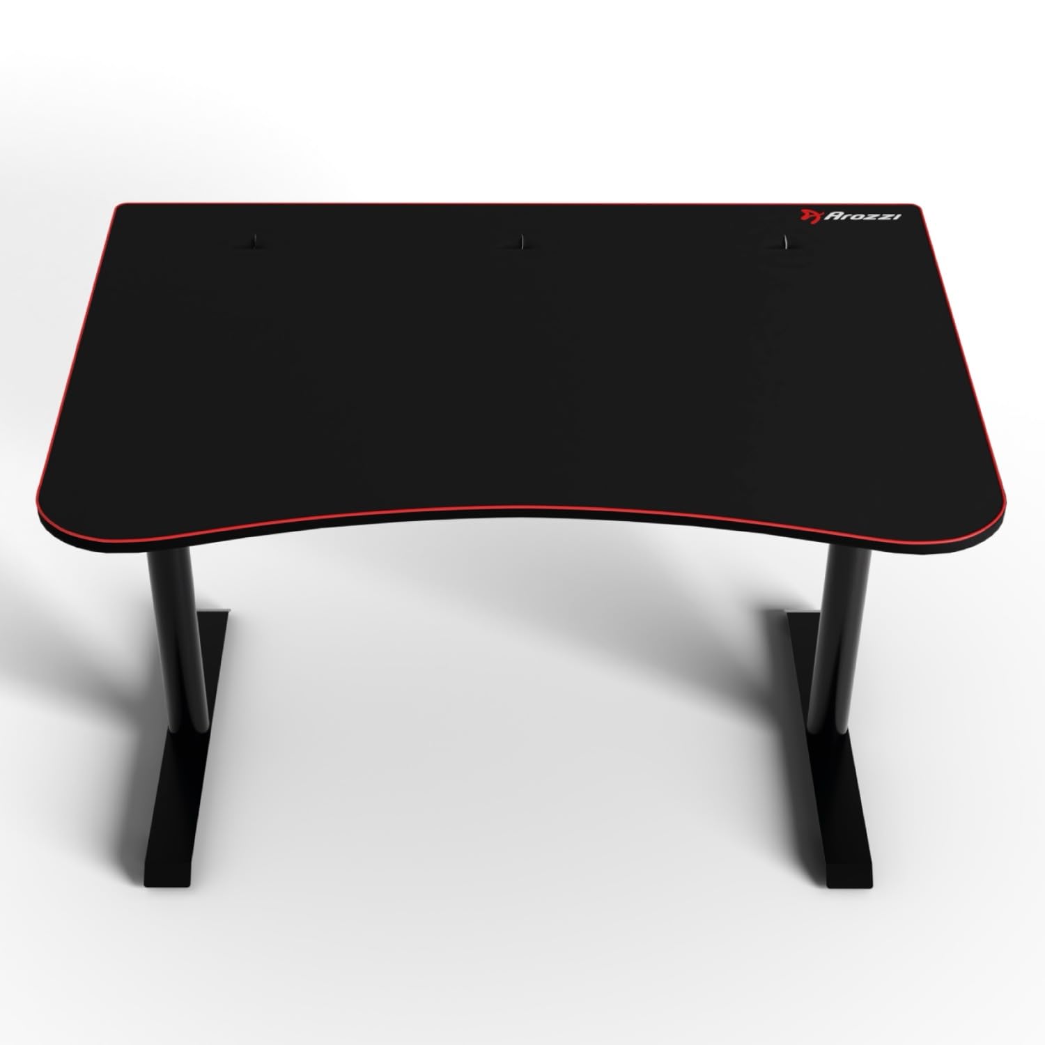 Arozzi Arena Fratello Gaming Tisch Schwarz | gebogen, vollflächige Schreibtischunterlage, Kabelmanagement, Monitorhalterung