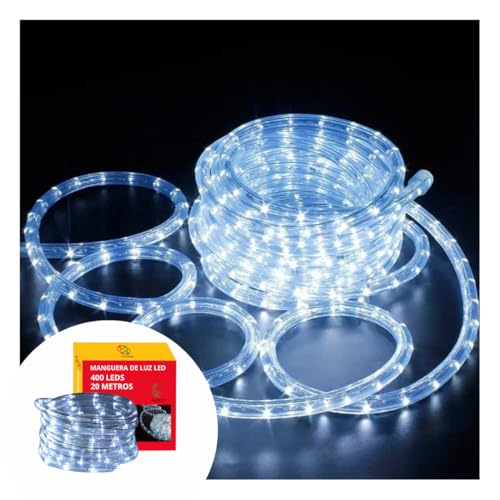 Opiniones de Mangueras de luces LED los mejores 10. 49 Dosyu Manguera de Luz Led para Exteriores Impermeable 20m 400 Leds 8 Modos de Iluminación (Blanco Frío)