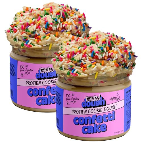 Image of Twisted Dough Protein Cookie Dough, Confetti Cake Flavor, 2 Pack, 100g Protein, Healthy Snacks, Gluten Free Edible Cookie Snack, High Protein Low Carb & Low Sugar Dessert for Kids & Adults, Keto Friendly