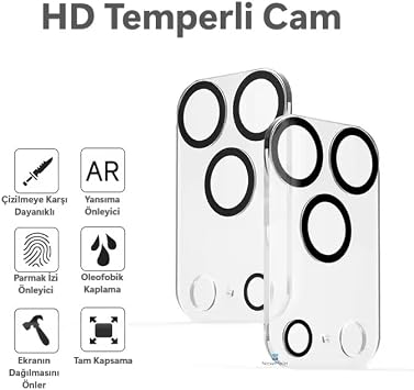 NewPole iPhone 17 Pro Kamera Lens Koruyucu 9H Temperli Cam, Darbeye Dayanıklı, Çizilmez Apple iPhone 17 Pro ile Uyumlu