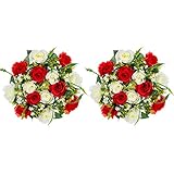 MULTIFUNCIONAL: Dé la bienvenida a amigos y familiares con estos ramos de flores de rosas falsas. Es el mejor regalo en Navidad, San Valentín, Acción de Gracias, Primavera, etc. Muy bien recibido regalo de inauguración de la casa, regalo de cumpleaños, regalo de Navidad. También es ideal para decorar bodas, escenarios, salones, dormitorios, oficinas, comedores, cumpleaños y otros.