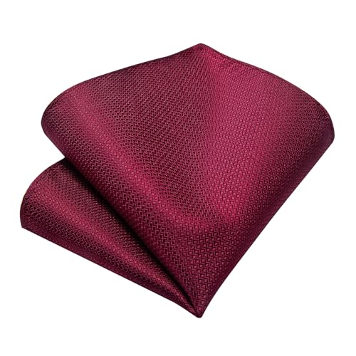 Image of DiBanGu Mens Silk Necktie Solid Color Tie and Pocket Square Cufflink Tie Clip Set Woven Plain Ties for Men Wedding Party