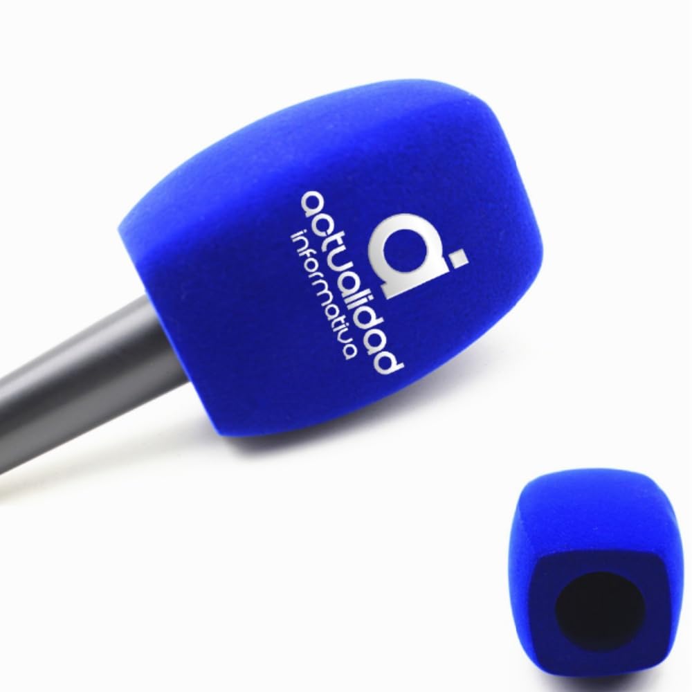 Personaliseer Logo voor Microfoon Schuim Windschermen Gepersonaliseerde Handvat Microfoon Spons Hoezen Windschermen voor TV Interview Microfoons 5 stuks (Zwart