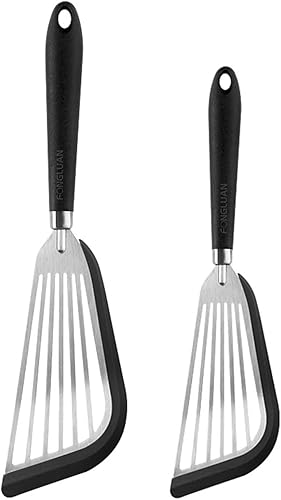 FONGLUAN Juego de 2 espátulas de cocina para utensilios de cocina antiadherentes, utensilios de cocina para voltear huevos y panqueques, resistente