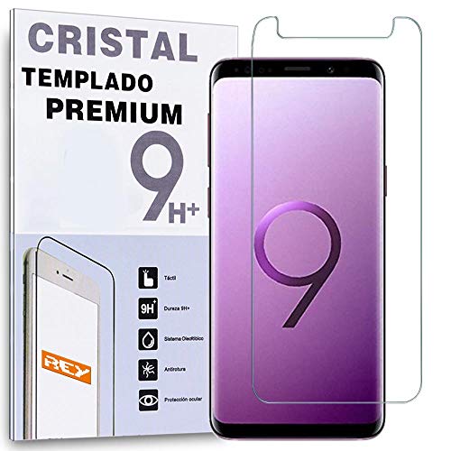 REY Protector de Pantalla para Samsung Galaxy S9 Plus / S9+, Cristal Vidrio Templado Premium