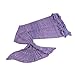 Fenghenshun Knitted Mermaid Tail Blanket for Adult and Child,Super Soft and Fashion Sleeping Bags for Birthday Christmas All Holiday (Kid's Purple)