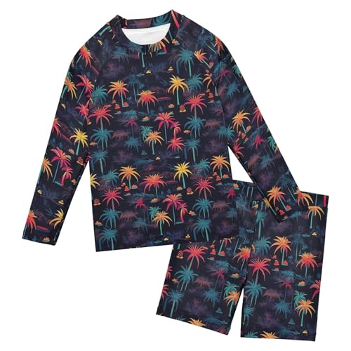 Coconut Tree Summer Baby Boys' Toddler Long Sleeved Rashguard Swim Bathing Suit Set B0403812