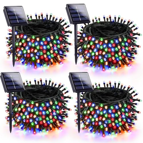 Sanjicha SSLGW 4 Pack 180Ft Solar Christmas Lights Outdoor Waterproof, Super Bright 320 Led Solar String Lights With 8 Lighting Modes, Green Wire Twinkle Tree Lights For Outside Xmas Party Decor  cover
