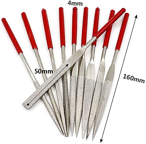 Bestgle 10Pcs 4Mm X 160Mm Mini Diamond Needle File Set For Carving Metal Ceramic Tile Glass Wood Fit Jewelers Hobby #TOP2