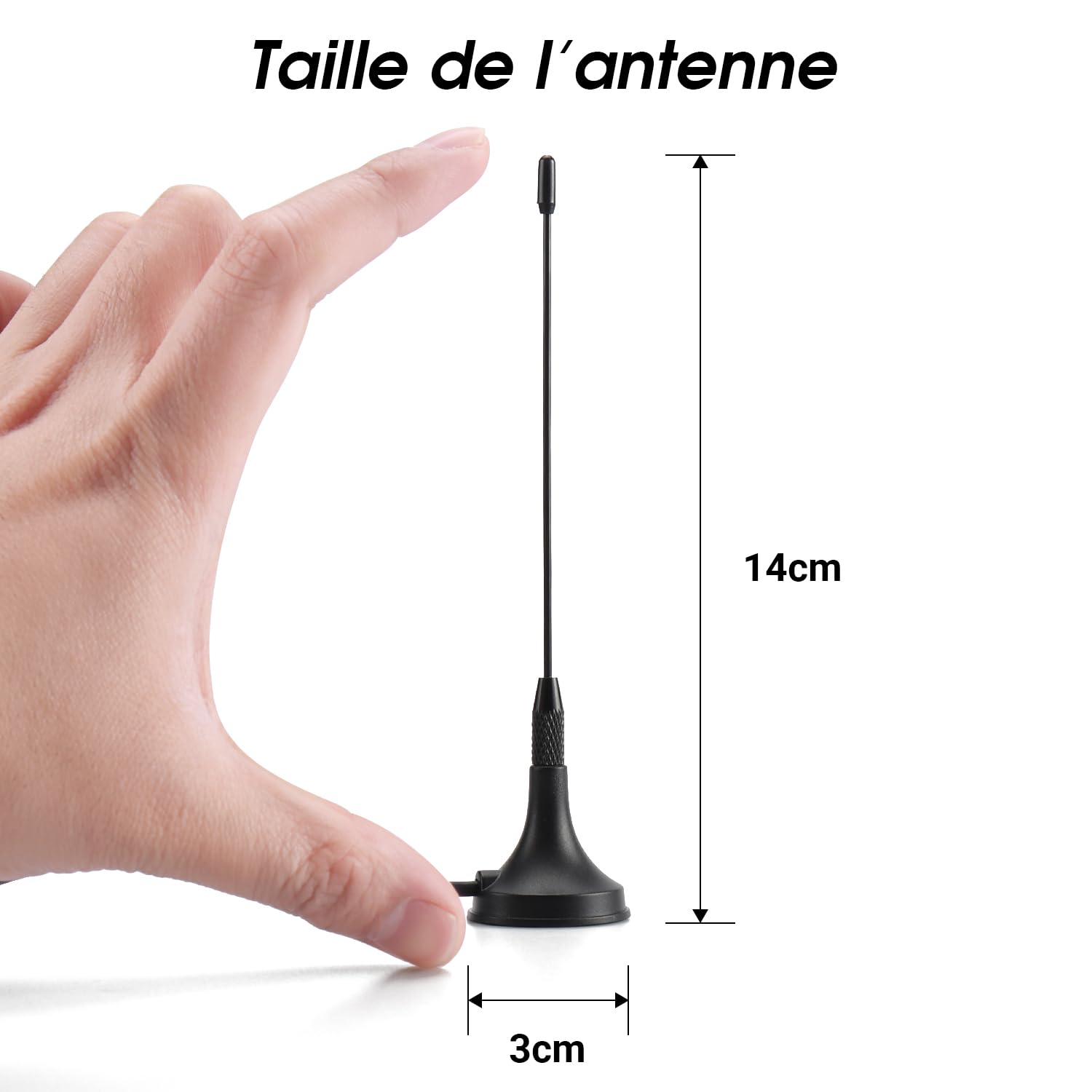 August DTA180 - Antenne TV Intérieur TNT HD - Puissante, Petite, Mini, Discrète, Portable, Base magnétique, Réception Optimale de la Télévision France Belgique Maison, Camping Car, Caravane - Noir