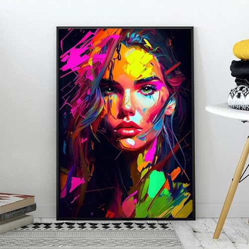 Toile femme colorée abstraite pour un salon moderne et chaleureux 30x45cm