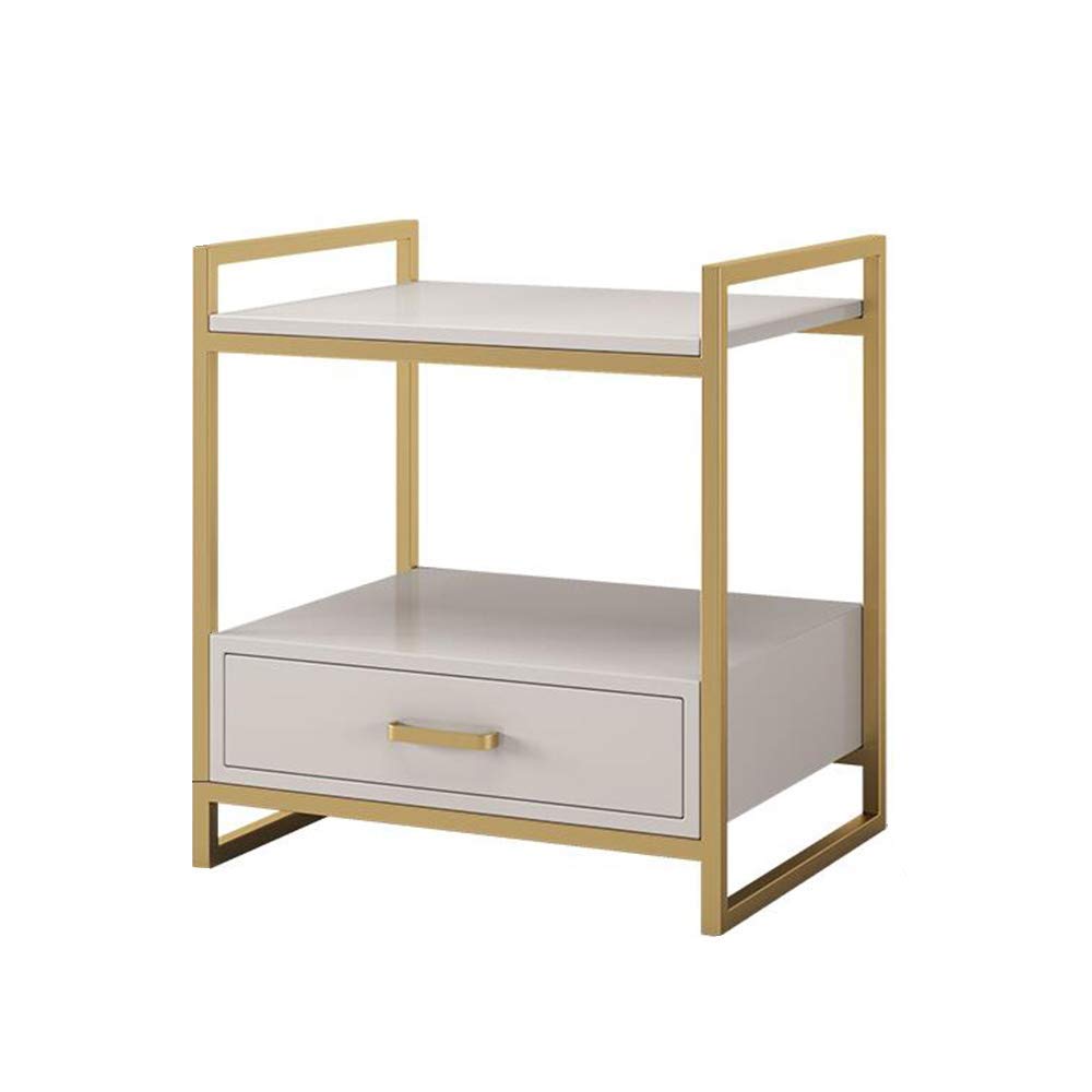 Bedside Table side Table 2 with Drawer Nightstand with Pine Legs White 19.6" 15.7"22.8" inch