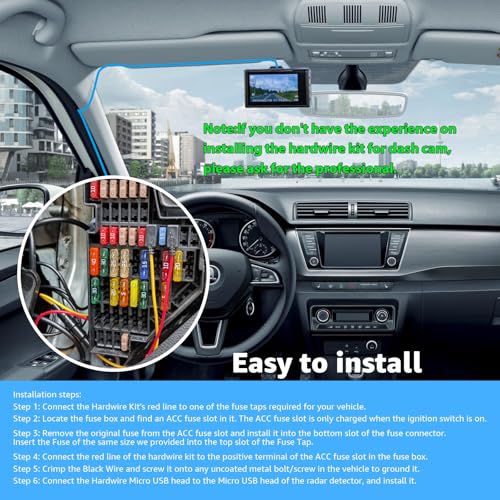 Kit de cable duro micro USB MONDGE para cámara de salpicadero de coche con adaptador 12V-24V a 5V 5