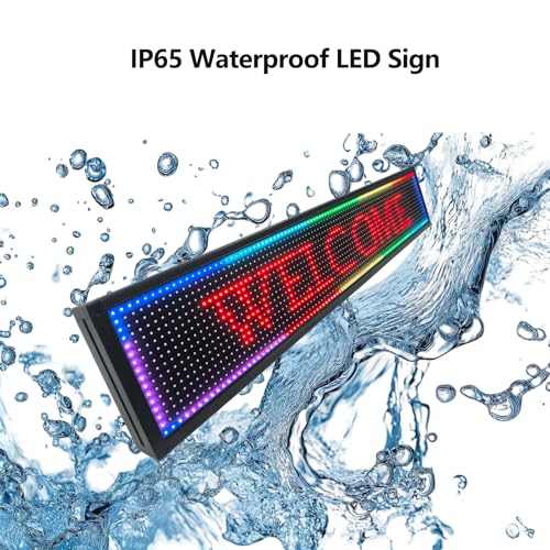 Image of WiFi Programmable LED Sign 40 inch x 8 inch, Outdoor P10 Store Sign | IP65 waterproof, 4500 cd /m brightness, full color text /logo display, app /PC /USB control, horizontal /vertical modes