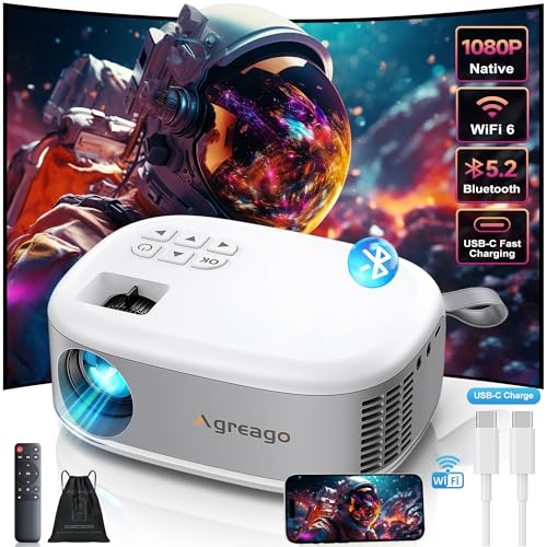 Image of 15000 Lumens Outdoor Movie Projector - Native 1080P HD Portable Projector with WiFi 6/Bluetooth 5.2, Compatible with iPhone, Android, Fire Stick, PS5, Xbox(USB-C Cable) ±15° Keystone
