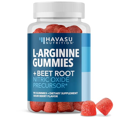 L-Arginine Gummies with L-Citrulline and Beet Root - Nitric Oxide Supplement - 90 Count - Energy,...