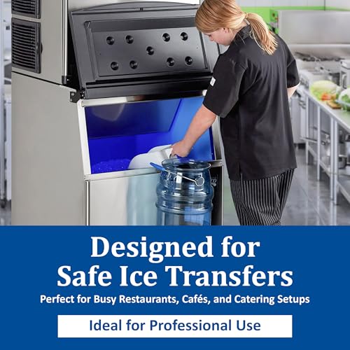 Image of San Jamar Saf-T-Ice Plastic Ice Tote, Ice Bucket with Drying and Storage Hook for Restaurants, Bars, Catering Events, Buffets, 6 Gallons, Blue | Polycarbonate Transport Container with Tri-Grip Handle