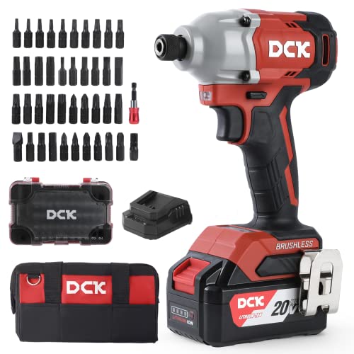 DCK Schlagschrauber, Bürstenloser Motor, Max. Drehmoment 180 N.m, Variable Geschwindigkeiten, Schlagschrauber-Kit mit 4…