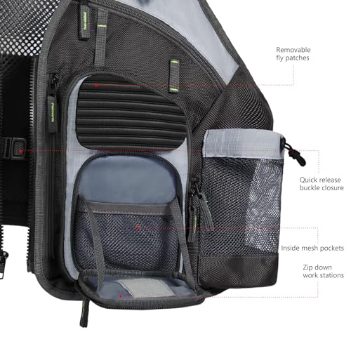 Image of BASSDASH Strap Fishing Vest Adjustable for Men and Women, for Fly Bass Fishing and Outdoor Activities