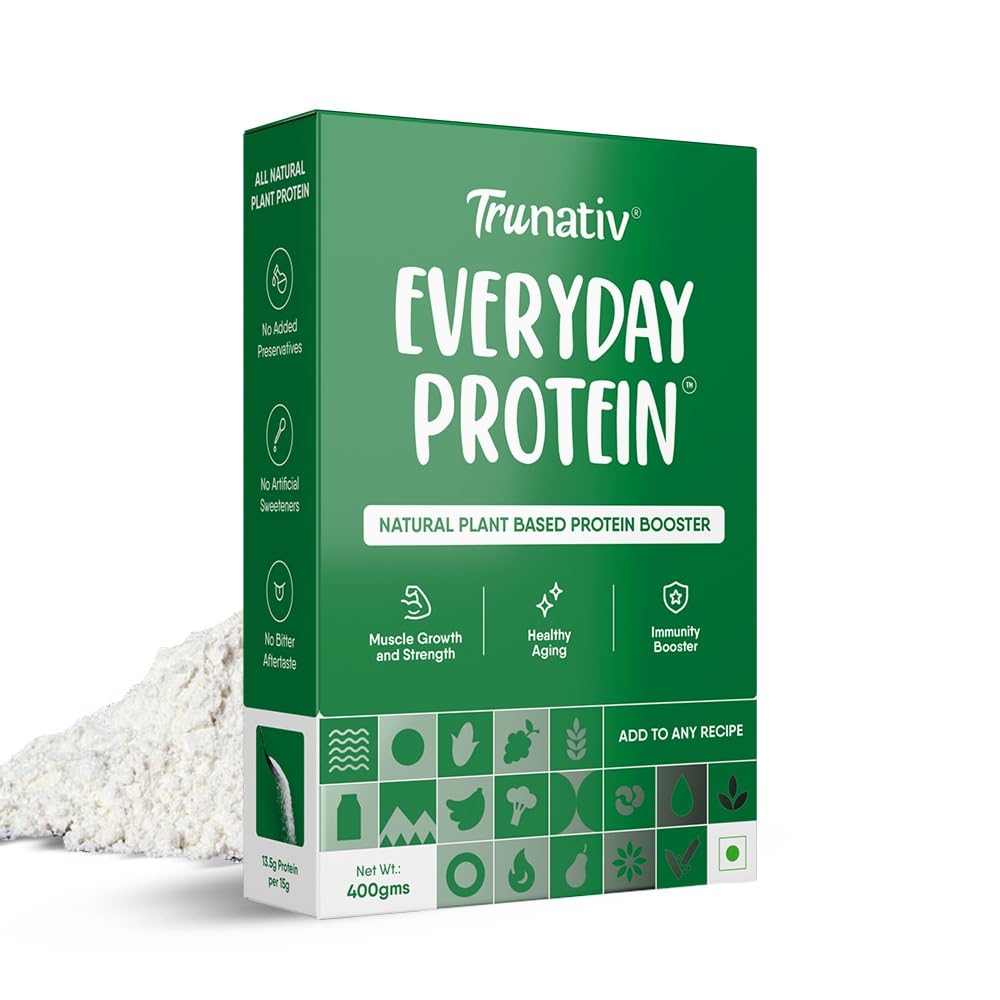 TruNativ Everyday Plant Protein| 13.5g Protein| Soy, Pea & Brown Rice Protein | Keto Friendly | Family Nutrition | Vegan | Cookable Protein | Cook-Bake-Blend | Add to your Daily Meals l 400g