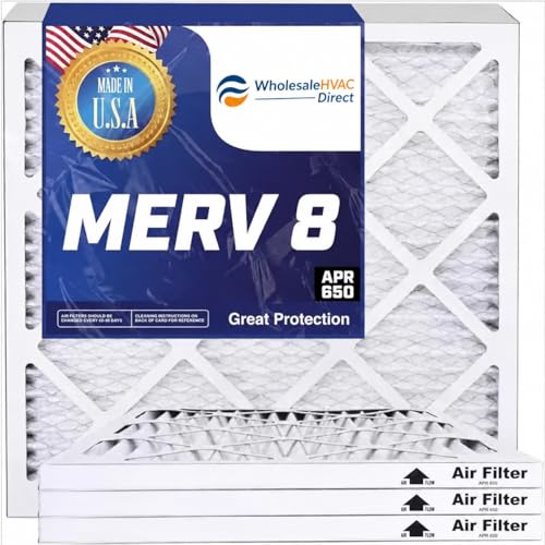 WholesaleHVACDirect 20x24x2 Air Filter (MERV 8) (12-Pack) King Dust & Allergy Control AC Furnace Filters MADE IN USA HVAC Pleated Electrostatic (Actual Size: 19.5 x 23.5 x 1.75)