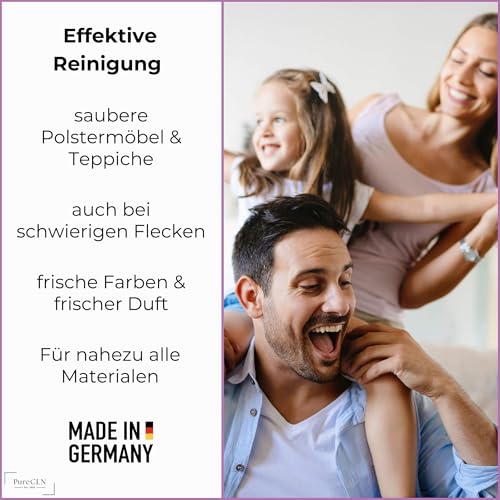 PureCLN Polsterreiniger Spray mit Farbauffrischer, 500ml – Couch-Reiniger gegen hartnäckige Flecken und schlechte Gerüche – Sofa-Reiniger faserschonend für Autositze, Teppiche & Polster