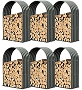 A ANLEOLIFE 6-Set Galvanized Steel Firewood Storage Shed Outdoor Corrugated Metal Log Rack, Heavy...