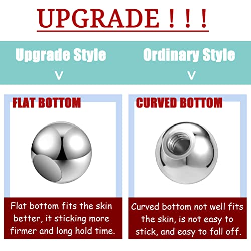 ZS 20Pcs Fake Eyebrow Rings Nose Lip Labret Studs, 4mm 5mm Replacement Ball Cone with Eyelash Glue, Non-Piercing Body Jewelry Fake Skin Piercing2