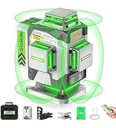 Laser Level, Huepar Pro Self Leveling 4 x 360° Green Cross Line Laser Level Tool, High Accuracy 4...