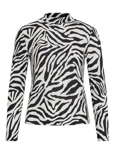 VILA Top à Manches Longues et Col Montant pour Femme en Maille Fine