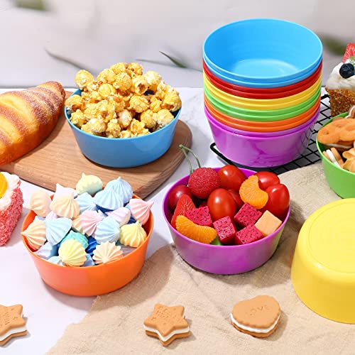 24 Pcs Kids Plastic Bowls Plastic 10 Oz Cereal Bowls Snack Bowls Kids Bowls Microwave Dishwasher Safe Toddler Bowls Colorful Snack Bowls Small Children Bowl Salad Dessert Soup Bowls, 6 Colors #TOP5