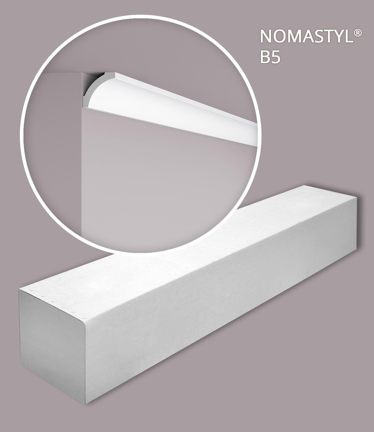B5 NOMASTYL Moulure de plafond - 10 pièces (20 m) - 50 x 50 x 2000 mm - NOËL & MARQUET - une marque de NMC - Polystyrène