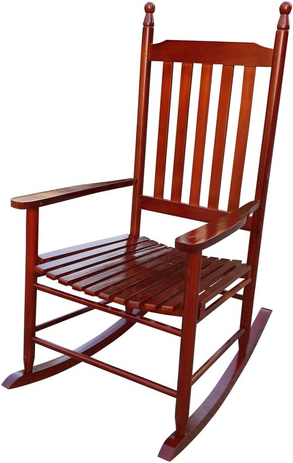 Wooden Porch Rocker Chair, White (Brown + Solid Wood)