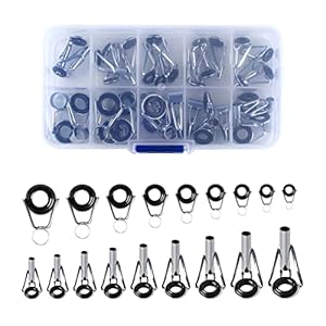 1,6-8,6 mm Hengel Tips Reparatieset, Hengelringen Gids Set Vervangende Hengelringgeleider Hengelonderdelen Roestvrijstalen Constructie voor Zoetwater 36Pcs / Set