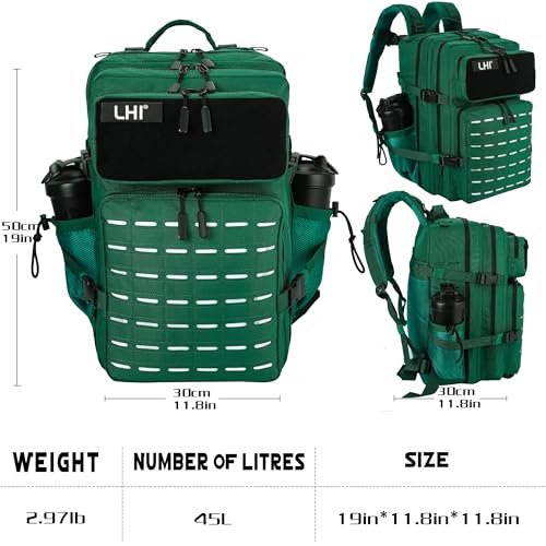 Image of LHI Tactical Military Backpack for Men 25L /45L Large Molle Army Assault Pack 3 Day Hiking Rucksack With Bottle Holder